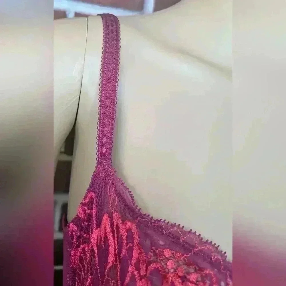 NWOT Simone Perele Red Lace Promesse Demi Cup Bra 32D - Picture 5 of 10